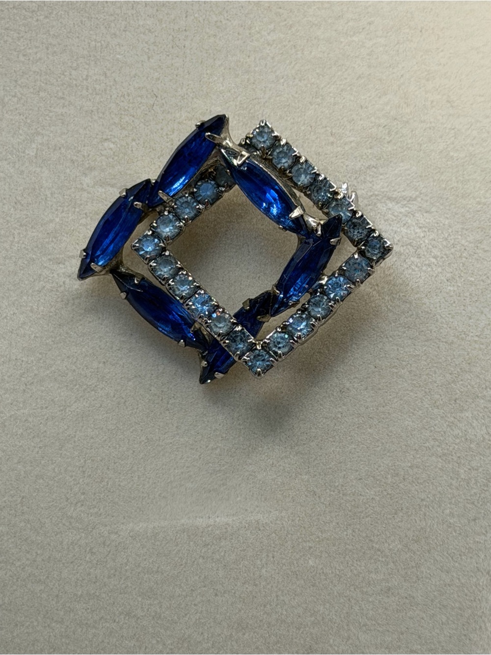 Sapphire-Blue Crystal Square Brooch - Women Jewelry - Picture 9 of 11